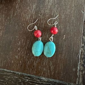 Turquoise Stone minimalist earrings
